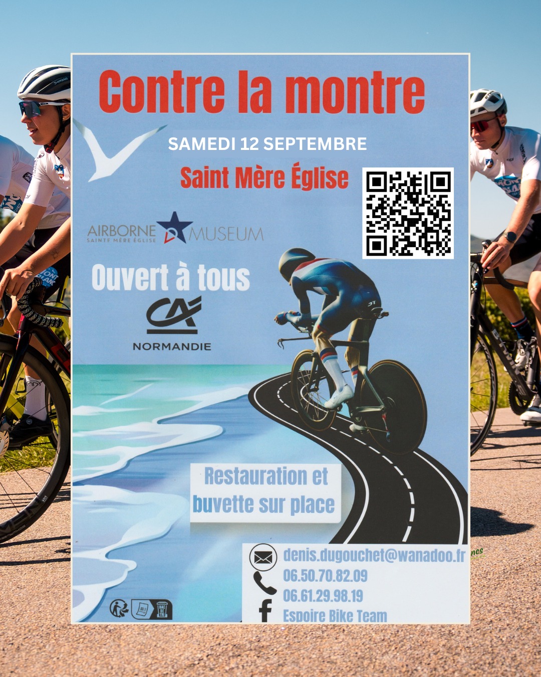 🚀 Avis aux amateurs de vitesse...

Si vous n'êtes pas "Gravel" et que vous cherchez un bon moyen de vous débloquer avant la Cyclosportive du dimanche... L'Espoir Bike-Team vous propose la veille son traditionnel CLM individuel de 30 km /  110m D+.

⚠ Nombre de places limité à 180 ! 

👉 https://espoir-bike-team.s2.yapla.com/fr/event-95637 

#CyclosportiveMontBlanc #CycloMontBlanc #RunningMontBlanc #SainteMereEglise #Cyclo #Gravel #Cyclisme #Cyclosport #Route #Velo #VeloRoute #Cycling #CyclingEvent #CyclingFrance #CycloTourisme
#Running #CourseAPied #Run #10km #5km #FFA
#Normandie #Manche #Cotentin #DDayLand
#LaurentJalabert #Jaja #EKOI #SMH #CLSO @denisdugouchet